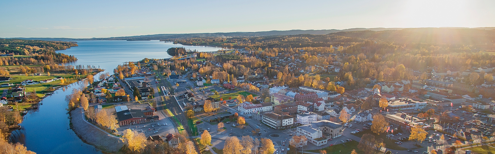 Flygfoto över Sunne och Fryken