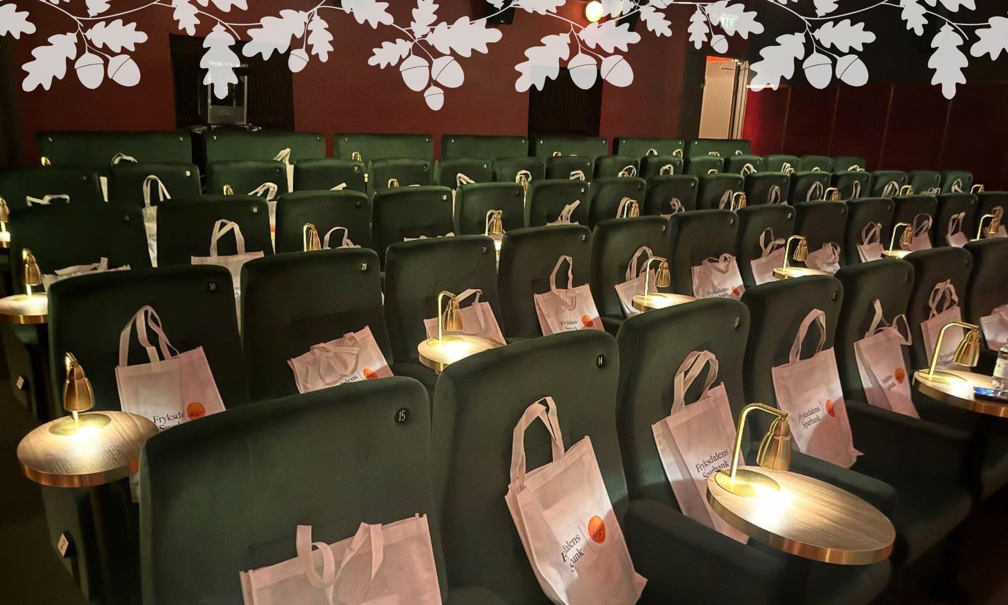 Säten på Biografen Stjärnan med goodiebags.